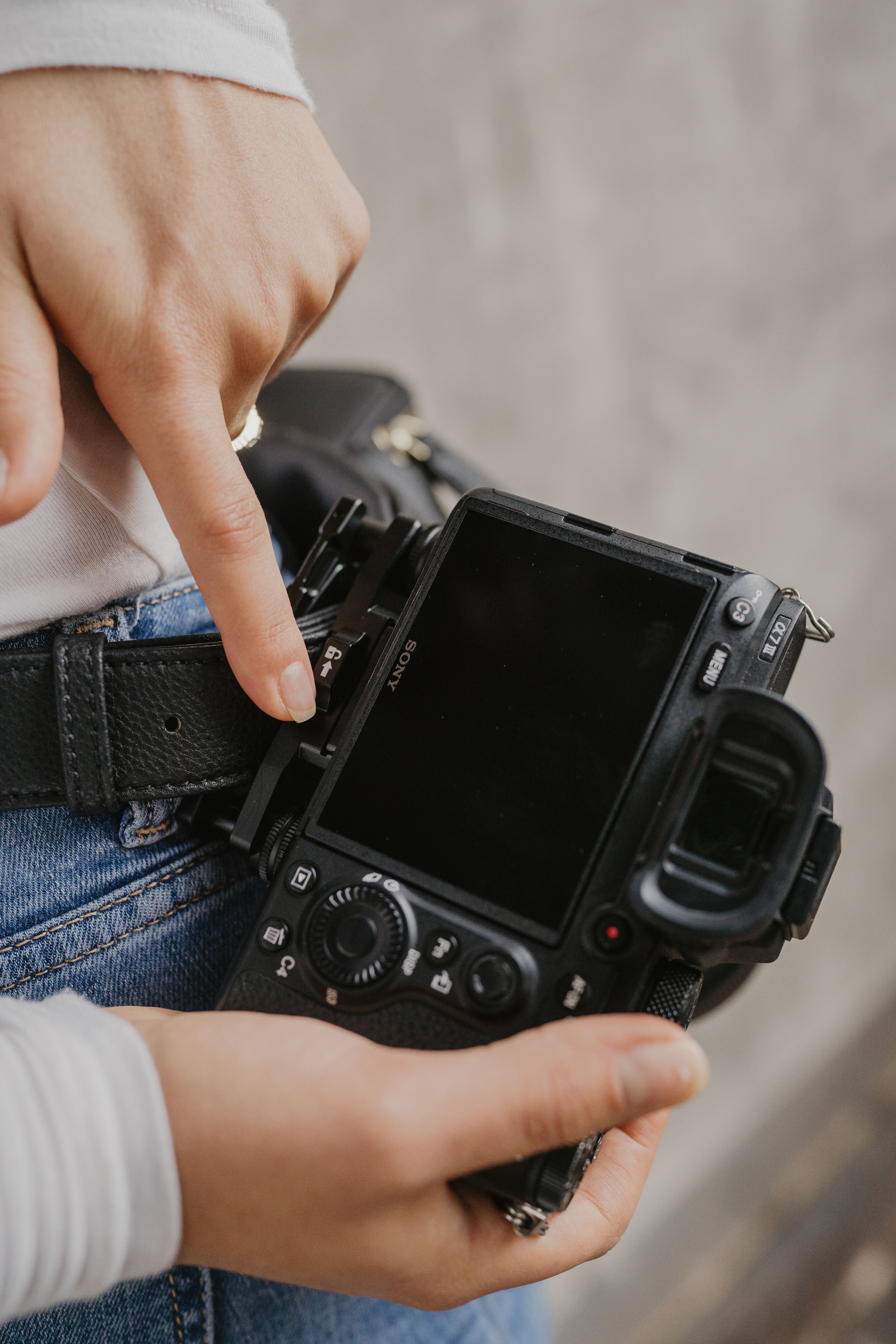 black bag with camera  