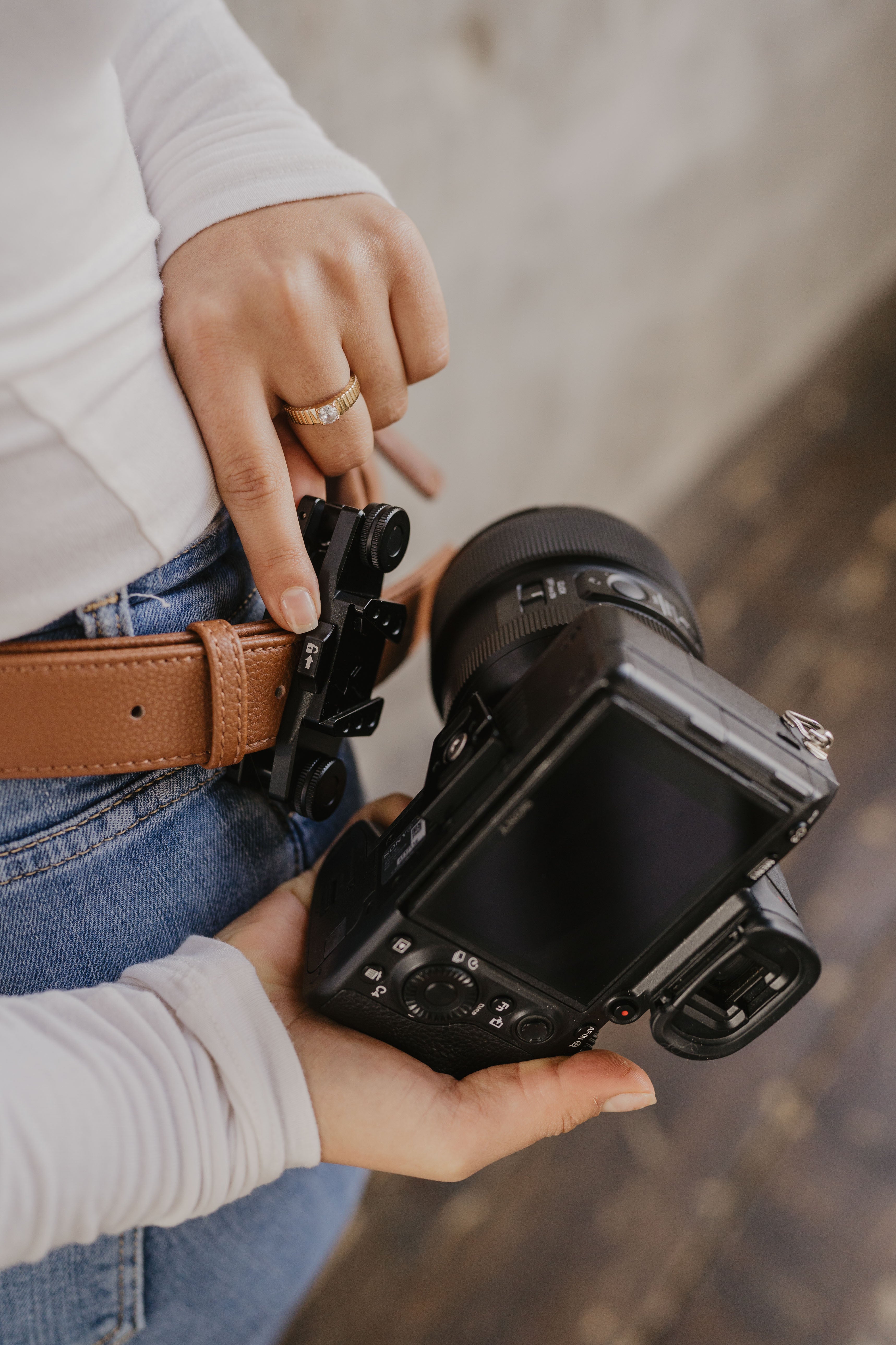 brown bag with camra   